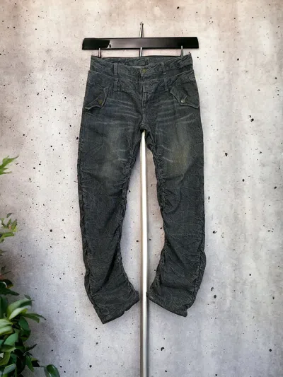 Pre-owned Japanese Brand Japan Denim Black Acid Wash Double Waist Stacked Denim Jeans