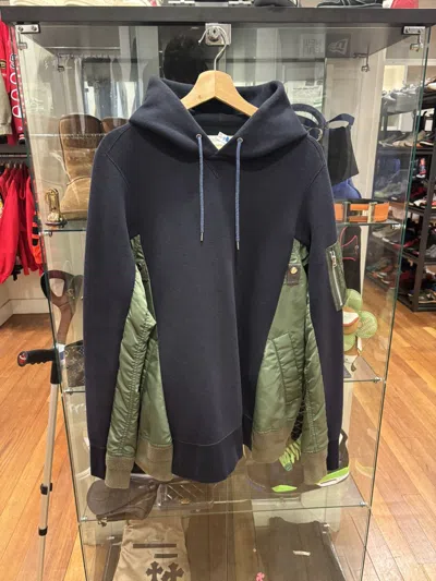 Pre-owned Sacai Ma-1 Paneled Hoodie In Blue
