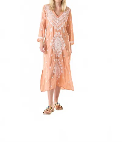 Oneseason Goa Embroidered Midi Dress In Clay/white In Orange