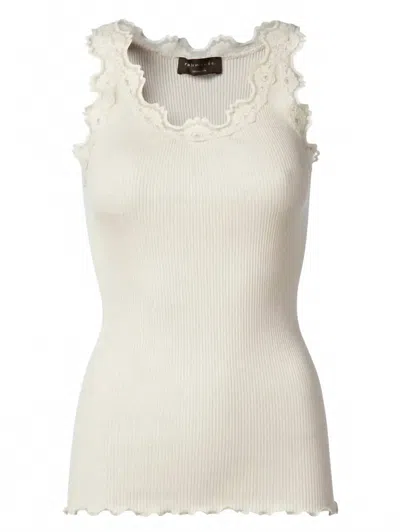 Rosemunde Women's Top With Lace Trim In Soft Powder In White