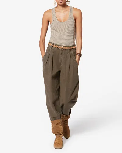 Isabel Marant Étoile Nadine Pleated-details Trousers In Brown