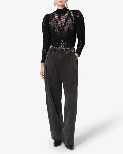 Isabel Marant Dahara Openwork Cotton Sweater Clothing In Black