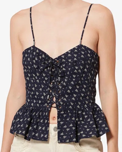 Isabel Marant Étoile Dolma Floral Lace-up Top In Black