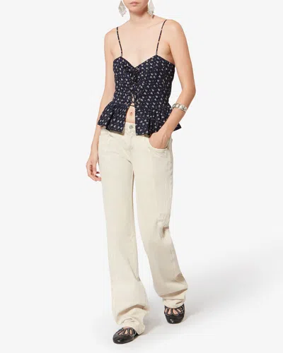 Isabel Marant Étoile Dolma Floral Lace-up Top In Black