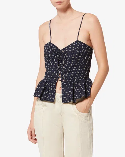 Isabel Marant Étoile Dolma Floral Lace-up Top In Black