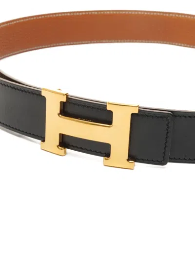 Pre-owned Hermes 2003 Reversible Constance Belt In Black