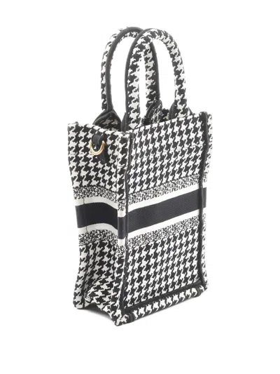 Pre-owned Dior Mini Book Tote Patterned Cross Body Bag In Black