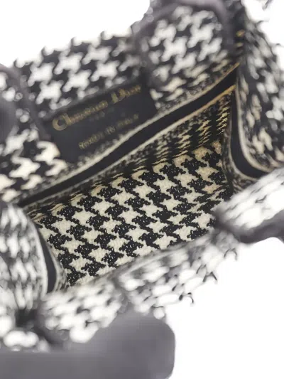 Pre-owned Dior Mini Book Tote Patterned Cross Body Bag In Black