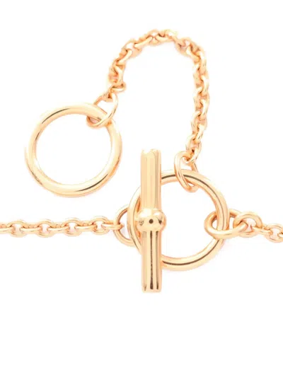 Pre-owned Hermes 20s Maillon Pendant Necklace In Gold