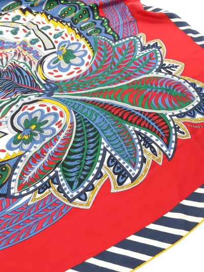 Pre-owned Hermes 2010s Carrejean Le Jardin Maharani Scarf In Red