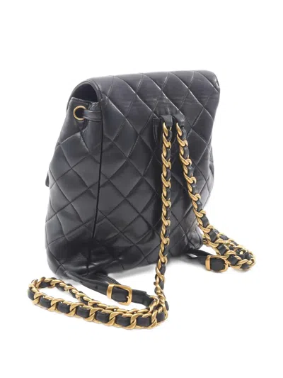 Pre-owned Chanel 1996-1997 Diamond-quilting Backpack In Black