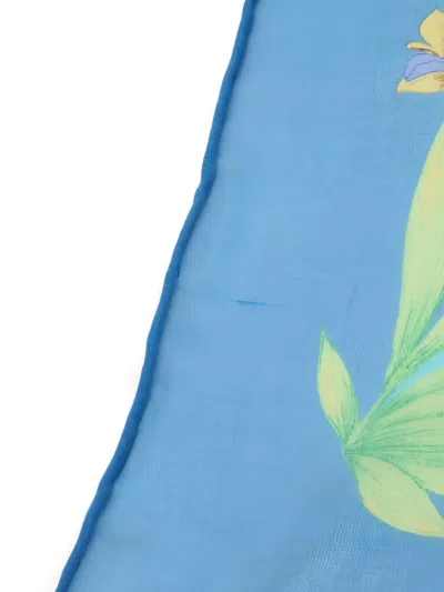 Pre-owned Hermes 2010s Cheval Fleuri Scarf In Blue