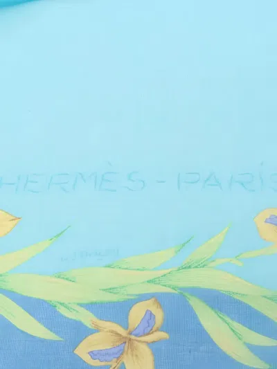 Pre-owned Hermes 2010s Cheval Fleuri Scarf In Blue