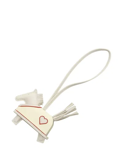 Pre-owned Hermes Pm Rodeo Heart Horse Bag Charm In Neutral