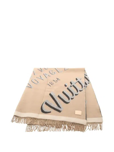 Pre-owned Louis Vuitton 2016 Logo-lettering Blanket Shawl In Neutral