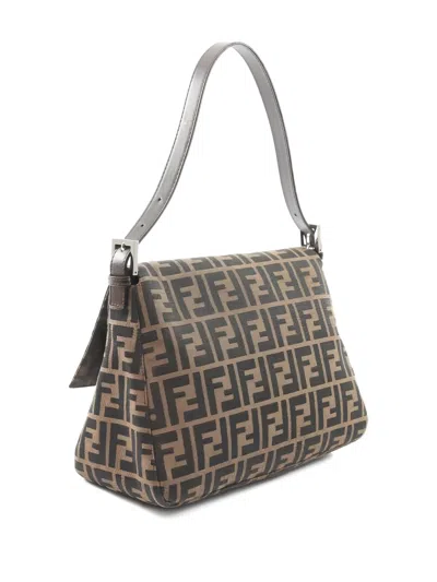 Pre-owned Fendi Mamma Bucket Monogram-pattern Shoulder Bag In Brown