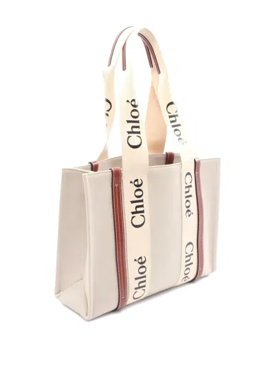 Pre-owned Chloé 2010 Medium Woody Canvas Tote Bag In Neutral