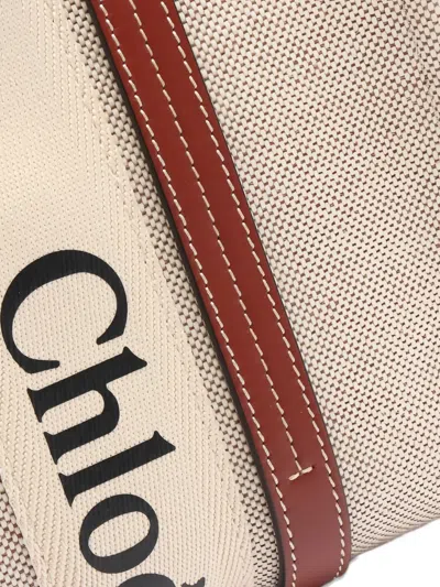 Pre-owned Chloé 2010 Medium Woody Canvas Tote Bag In Neutral