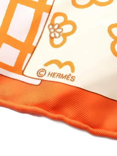 Pre-owned Hermes 2000s Carré 40 Avez Vous Bien Dormi Scarf In Orange