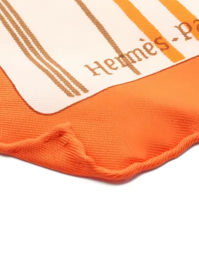 Pre-owned Hermes 2000s Carré 40 Avez Vous Bien Dormi Scarf In Orange