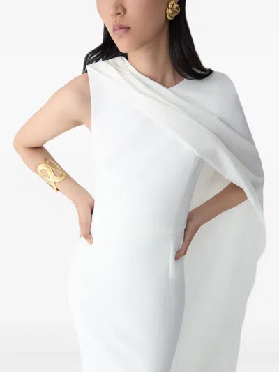 Carolina Herrera One-shoulder Draped Gown In White