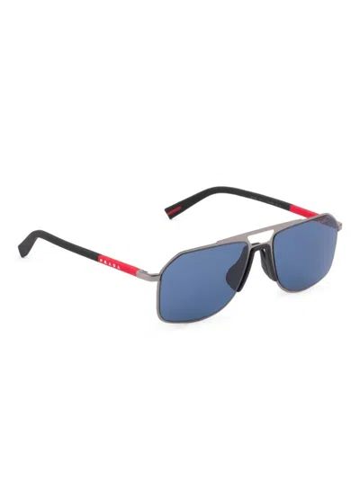 Prada Linea Rossa Metal-frame Sunglasses In Gray