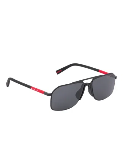 Prada Linea Rossa Square-frame Sunglasses In Black