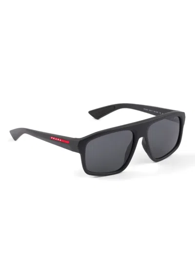 Prada Linea Rossa Rectangle-frame Sunglasses In Black