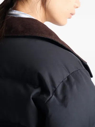 Prada Cropped Compact Poplin Down Jacket In Black
