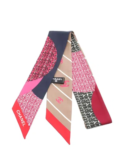 Pre-owned Chanel 1986-1988 Coco Mark Scarf In Pink