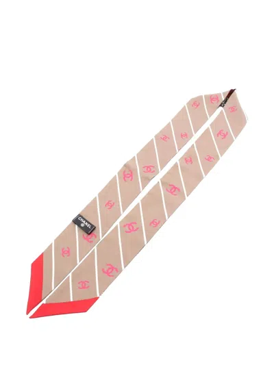 Pre-owned Chanel 1986-1988 Coco Mark Scarf In Pink