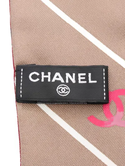 Pre-owned Chanel 1986-1988 Coco Mark Scarf In Pink