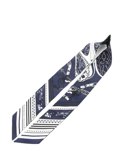Pre-owned Hermes 2020s Festival Des Amazones Ribbon Silk Scarf In Blue