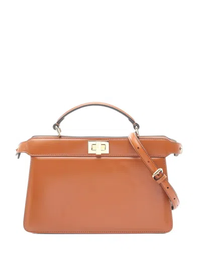 Pre-owned Fendi 2010s Peekaboo Iseeu East-west Tote Bag In Brown