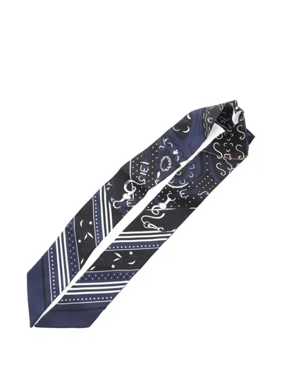 Pre-owned Hermes 2020s Festival Des Amazones Ribbon Silk Scarf In Blue