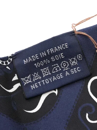 Pre-owned Hermes 2020s Festival Des Amazones Ribbon Silk Scarf In Blue