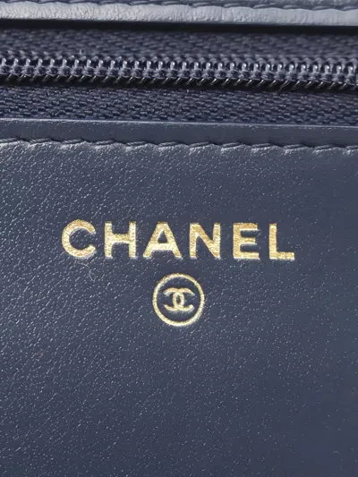 Pre-owned Chanel 2021 Small Wallet On Chain Shoulder Bag In Blue