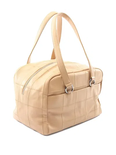 Pre-owned Chanel 2004-2005 Mini Chocolate-bar Tote Bag In Neutral