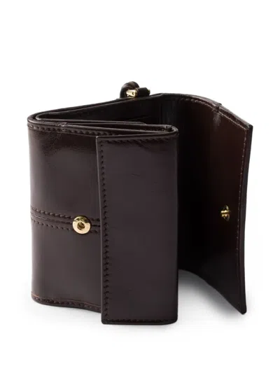Prada Small Snap-closure Leather Wallet In Brown