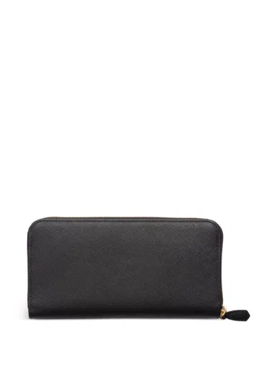 Prada Large Saffiano Leather Zip Wallet In Black