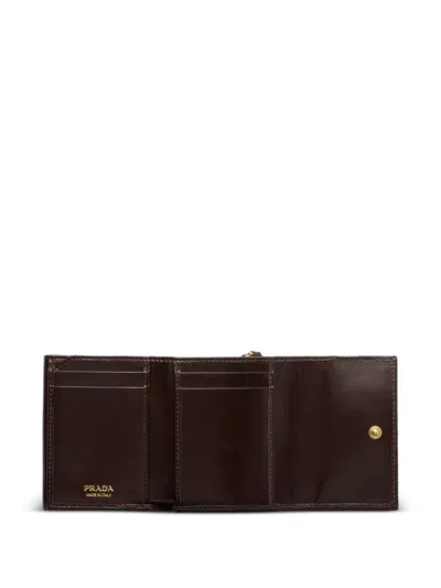 Prada Small Snap-closure Leather Wallet In Brown