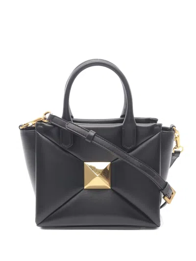 Pre-owned Valentino Garavani Rockstud 2way Leather Cross Body Bag In Black