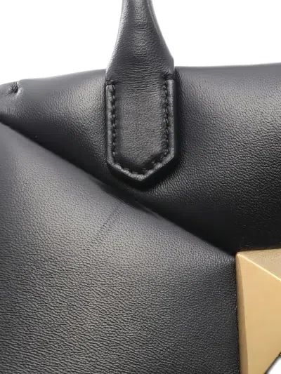 Pre-owned Valentino Garavani Rockstud 2way Leather Cross Body Bag In Black