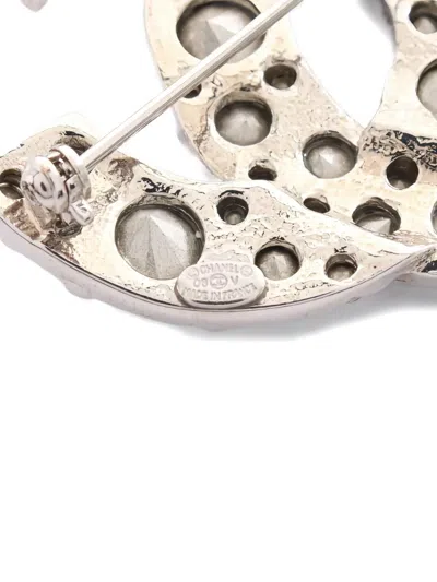 Pre-owned Chanel 1986-1988 Coco Mark Brooch In Silver