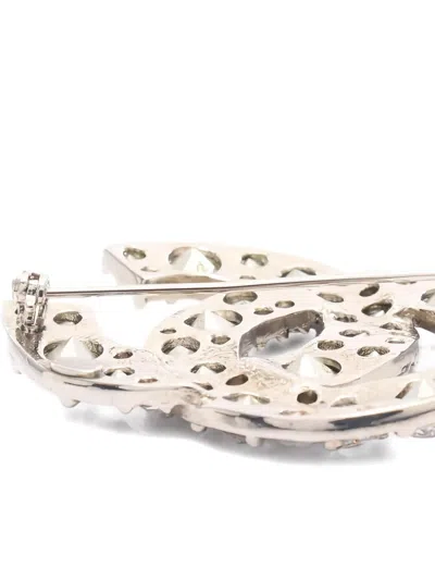 Pre-owned Chanel 1986-1988 Coco Mark Brooch In Silver
