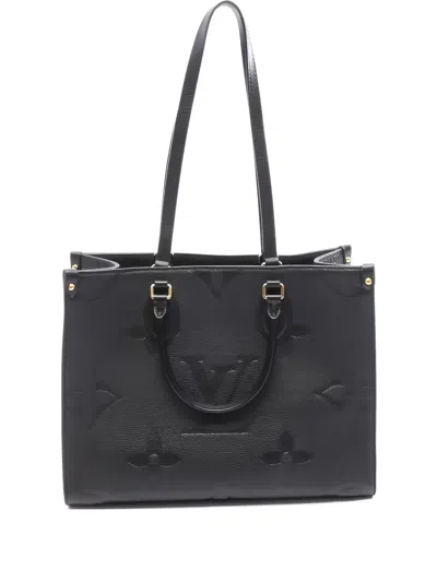 Pre-owned Louis Vuitton 2021s Mm On-the-go Leather Tote Bag In Black