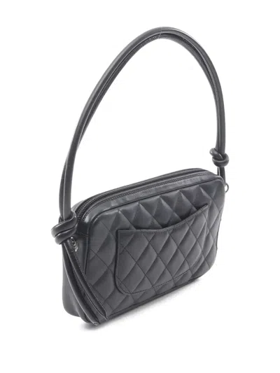 Pre-owned Chanel 2003-2004 Cambon Line Quilted Leather Shoulder Bag In Black