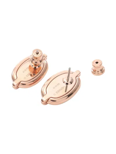 Pre-owned Hermes 2010s Mini Maillon Rose Earrings In Pink