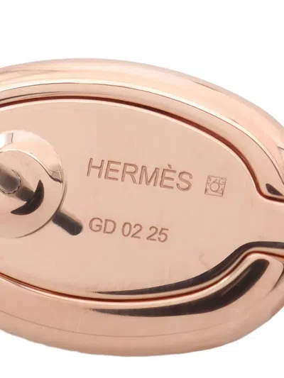Pre-owned Hermes 2010s Mini Maillon Rose Earrings In Pink