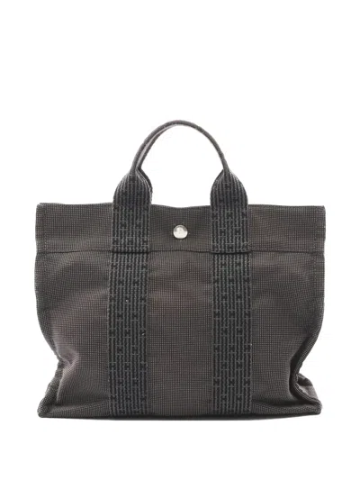 Pre-owned Hermes 2000s Pm Yale Line Canvas Tote Bag In Gray